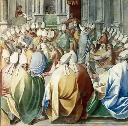 Allgemeines Konzil von Konstantinopel IV. (Gemälde von Cesare Nebbia, ca. 1585)