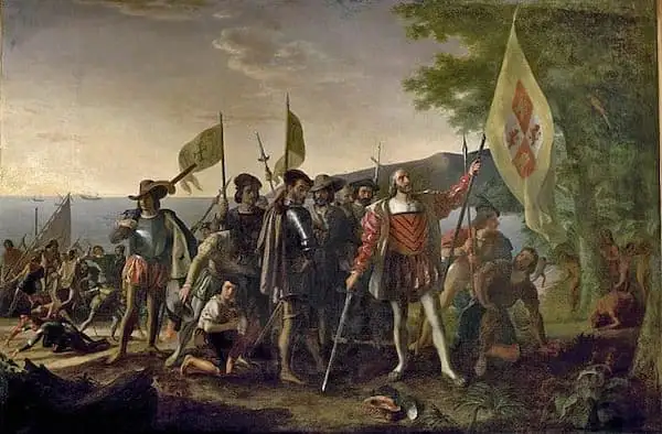 Kolumbus auf der Insel San Salvador