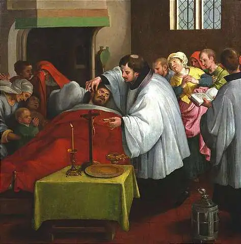 Das Sakrament der letzten Ölung(unbekannter niederländischer Maler, um 1600)