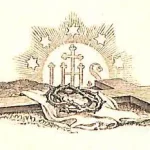 Christus den Gekreuzigten predigen: Ein Kreuz auf dem Boden liegend, darauf liegend ein Tuch und eine Dornenkrone