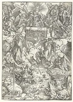 Auslegung der Apokalypse nach P. Kramer: Bild von A. Dürer: Das siebente Siegel und die ersten vier Posaunen
