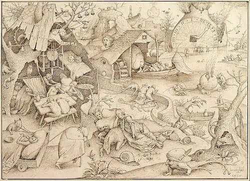 Von der Hauptsünde der Trägheit: Bild von Pieter Bruegel d. Ä. 1557