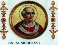 Reproduktion des Porträts von Papst Nikolaus I. in der Basilika Sankt Paul vor den Mauern , Rom